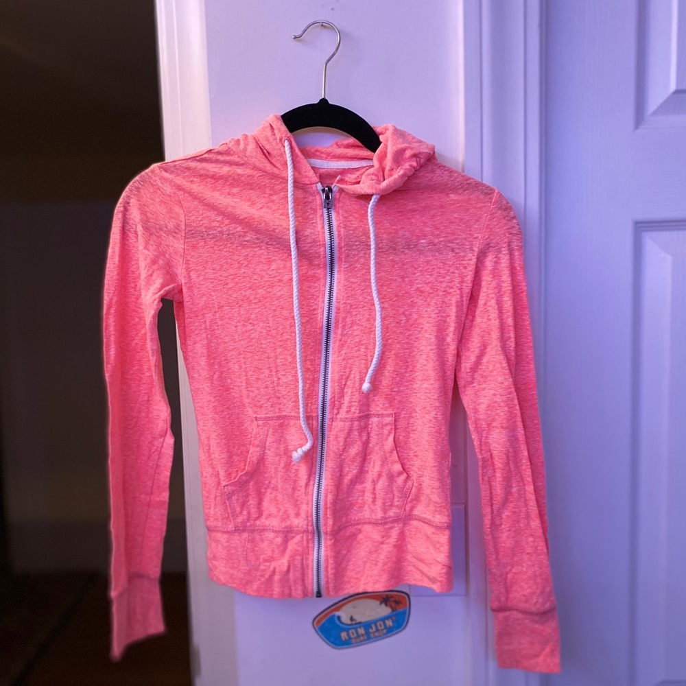 Neon Orange Zip Up Hoodie